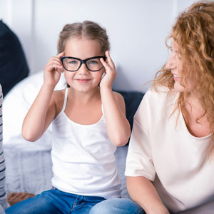 mother and daughter getting new premium lenses